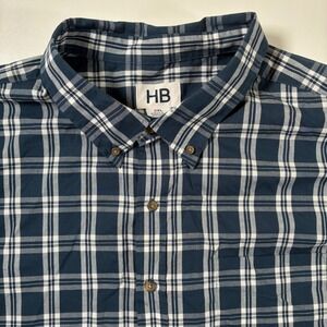HB Harbor Bay Button Down Shirt 3XL Blue Plaid Short Sleeve Casual Pocket